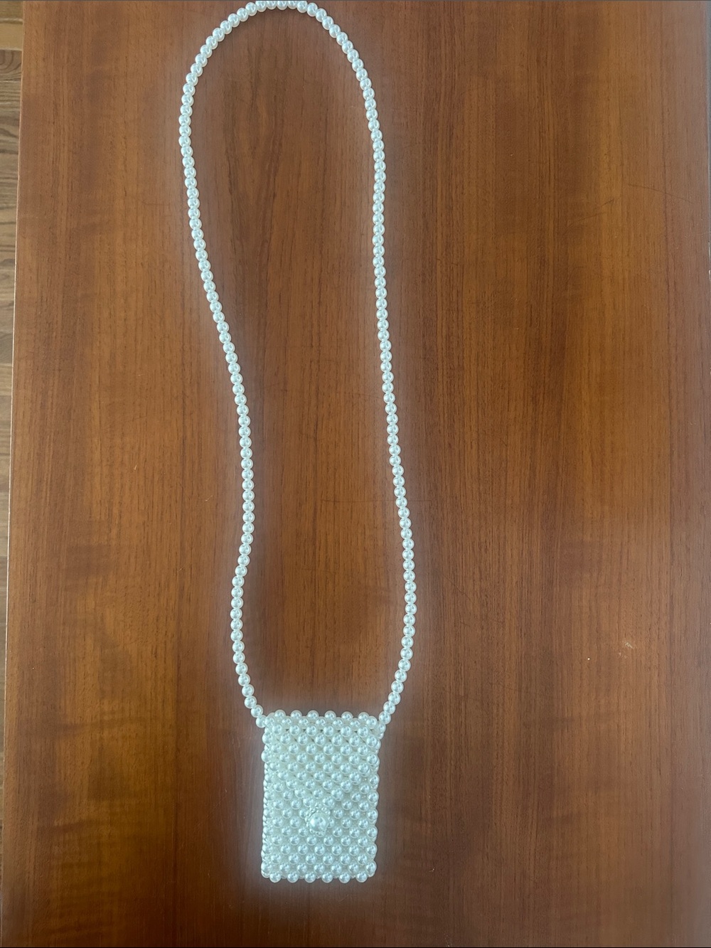 Pearl Beaded Crossbody Phone Pouch - White